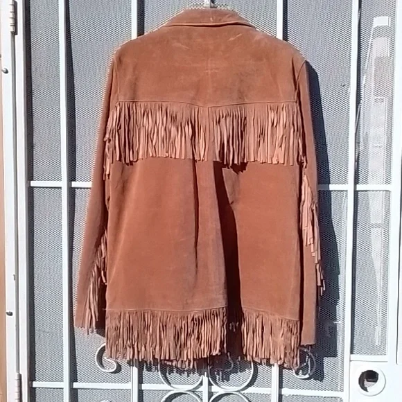 100% Leather Fringe Jacket Tan XL - Picture 2 of 9